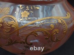 French Legras Apricot to Neodymium/ Alexandrite Enameled Floral Art Glass Vase