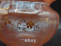 French Legras Apricot to Neodymium/ Alexandrite Enameled Floral Art Glass Vase