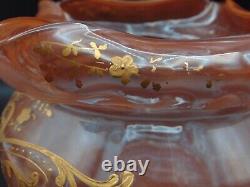 French Legras Apricot to Neodymium/ Alexandrite Enameled Floral Art Glass Vase