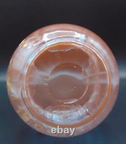 French Legras Apricot to Neodymium/ Alexandrite Enameled Floral Art Glass Vase