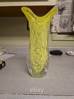 French Legras & Cie Circa 1898 Splatter Art Heavy Light Green Glass Vase. 12