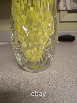 French Legras & Cie Circa 1898 Splatter Art Heavy Light Green Glass Vase. 12