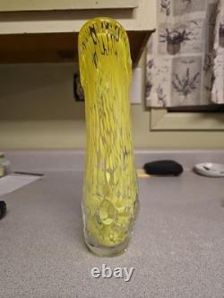 French Legras & Cie Circa 1898 Splatter Art Heavy Light Green Glass Vase. 12