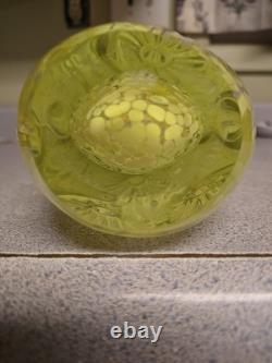 French Legras & Cie Circa 1898 Splatter Art Heavy Light Green Glass Vase. 12