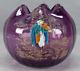 French Legras Hand Enameled Fiddler Amethyst Glass Rose Bowl Vase C. 1900