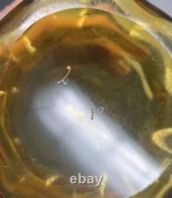 French Legras Hand Enameled Punchinello Amber Glass Spill Vase C. 1900