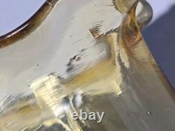 French Legras Hand Enameled Punchinello Amber Glass Spill Vase C. 1900