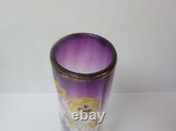 French Legras Larmatine Art Nouveau 14 Vase, Enameled Pansies, c. 1910-25 (#1)