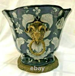 French Louis XVI Bronze Ormolu Chinese Porcelain Centerpiece Urn Vase Jardiniere