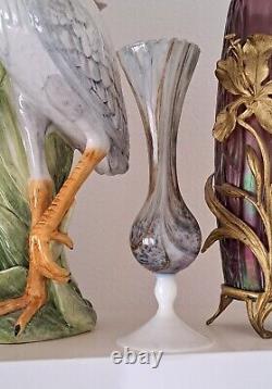 French Mid-Century MARBLE OPALINE GLASS VASE translucent Opalglass 27,5cm 10.8