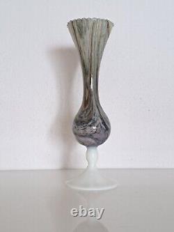 French Mid-Century MARBLE OPALINE GLASS VASE translucent Opalglass 27,5cm 10.8