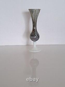 French Mid-Century MARBLE OPALINE GLASS VASE translucent Opalglass 27,5cm 10.8