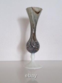 French Mid-Century MARBLE OPALINE GLASS VASE translucent Opalglass 27,5cm 10.8