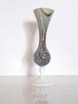 French Mid-Century MARBLE OPALINE GLASS VASE translucent Opalglass 27,5cm 10.8