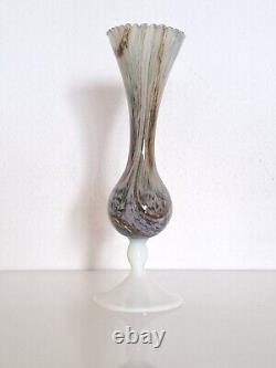 French Mid-Century MARBLE OPALINE GLASS VASE translucent Opalglass 27,5cm 10.8