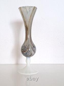French Mid-Century MARBLE OPALINE GLASS VASE translucent Opalglass 27,5cm 10.8