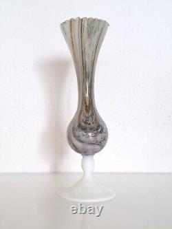 French Mid-Century MARBLE OPALINE GLASS VASE translucent Opalglass 27,5cm 10.8