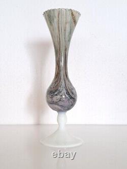 French Mid-Century MARBLE OPALINE GLASS VASE translucent Opalglass 27,5cm 10.8