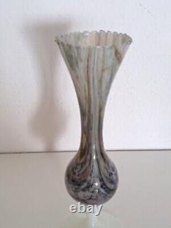 French Mid-Century MARBLE OPALINE GLASS VASE translucent Opalglass 27,5cm 10.8