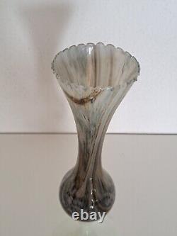 French Mid-Century MARBLE OPALINE GLASS VASE translucent Opalglass 27,5cm 10.8