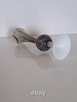 French Mid-Century MARBLE OPALINE GLASS VASE translucent Opalglass 27,5cm 10.8