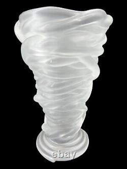 French Mid-Century Modern Sevres Frosted Crystal Swirl Vase