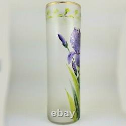 French Nouveau Art Glass Vase antique legras mont joye acid etched floral tgc
