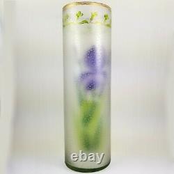 French Nouveau Art Glass Vase antique legras mont joye acid etched floral tgc