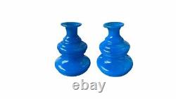 French Opaline Blue Vases a Pair