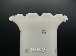 French Opaline Glass Vase White Crimped Rim Gold Accent Portieux