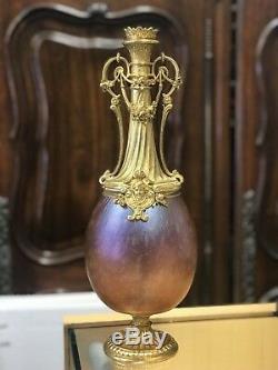 French Ormolu Cabinet Vase mounted On Kralik / Loetz Glass Body