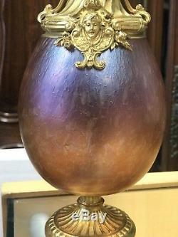 French Ormolu Cabinet Vase mounted On Kralik / Loetz Glass Body