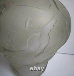 French Satin Glass DEEP ETCH Frosted BIOMORPHIC MODERIST VASE'93 Artist Signed
