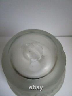 French Satin Glass DEEP ETCH Frosted BIOMORPHIC MODERIST VASE'93 Artist Signed
