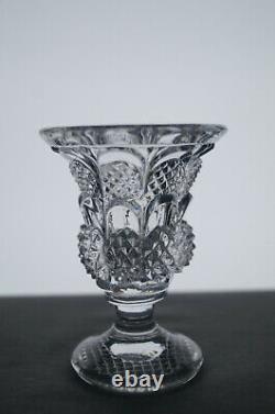 French St Louis Diamonds & Nets Pattern Pressed Flint Glass Spill Vase C. 1840