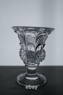 French St Louis Diamonds & Nets Pattern Pressed Flint Glass Spill Vase C. 1840