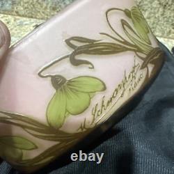 French Vase Cameo Glass Authentic Rare M Schwarzkopf France Pink Art Flowers