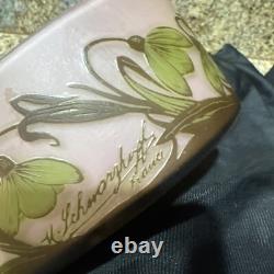 French Vase Cameo Glass Authentic Rare M Schwarzkopf France Pink Art Flowers