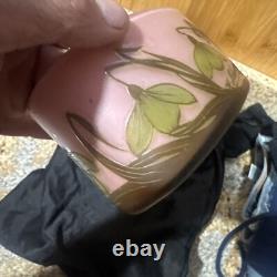 French Vase Cameo Glass Authentic Rare M Schwarzkopf France Pink Art Flowers