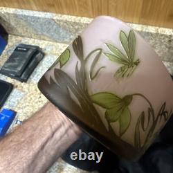 French Vase Cameo Glass Authentic Rare M Schwarzkopf France Pink Art Flowers