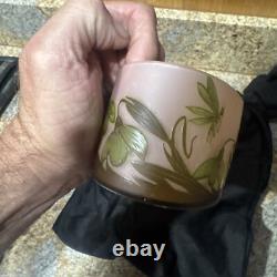 French Vase Cameo Glass Authentic Rare M Schwarzkopf France Pink Art Flowers