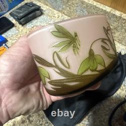 French Vase Cameo Glass Authentic Rare M Schwarzkopf France Pink Art Flowers