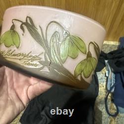 French Vase Cameo Glass Authentic Rare M Schwarzkopf France Pink Art Flowers