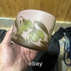 French Vase Cameo Glass Authentic Rare M Schwarzkopf France Pink Art Flowers
