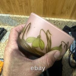 French Vase Cameo Glass Authentic Rare M Schwarzkopf France Pink Art Flowers