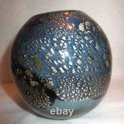 French Verrerie d' Allex Hand Blown Gold Fleck Art Glass Vase Ltd. Edition 02/83