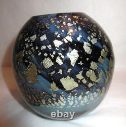 French Verrerie d' Allex Hand Blown Gold Fleck Art Glass Vase Ltd. Edition 02/83