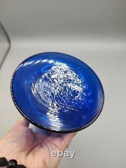 French Victorian Legras Blue Hand Painted Vase