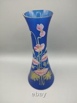 French Victorian Legras Blue Hand Painted Vase