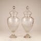 French Victorian glass vases Baccarat covered urns 19th c Neoclassical a pair
